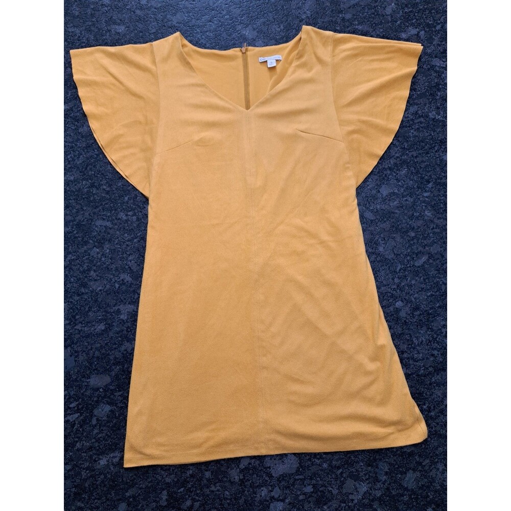Cato Mustard Yellow Mini Dress Flutter Sleeves Soft Lined Size Small
